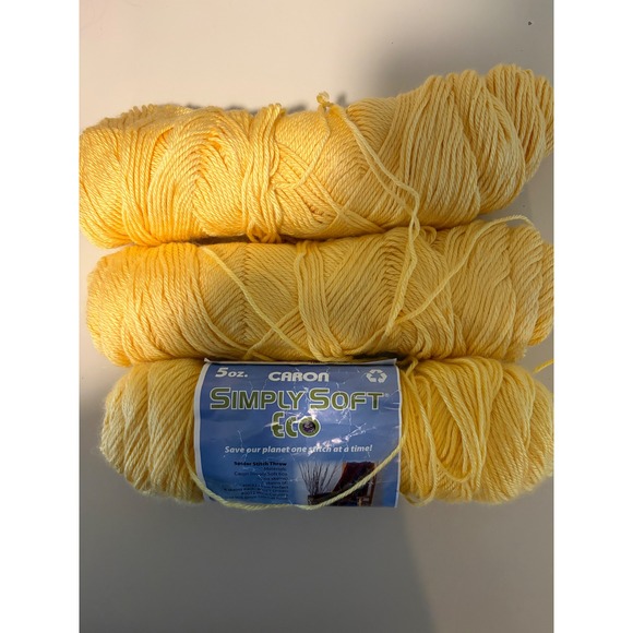 Caron Other - Caron Simply Soft Eco Yarn Sundrop Yellow 3 Skeins 5oz Medium Recycled Polyester